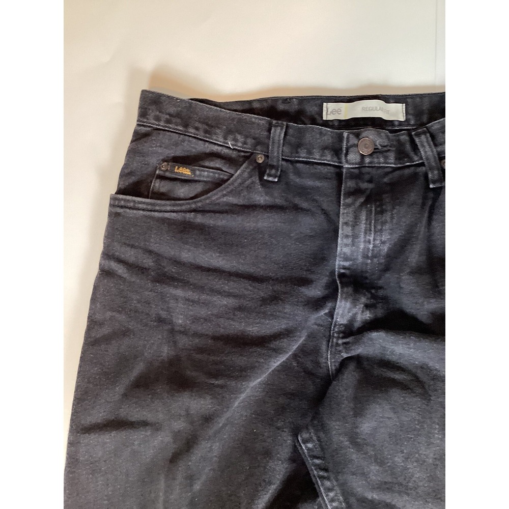 Lee Jeans Mens 38x32 Black USA Denim Regular Fit Straight Leg Comfort Stretch - Picture 3 of 8